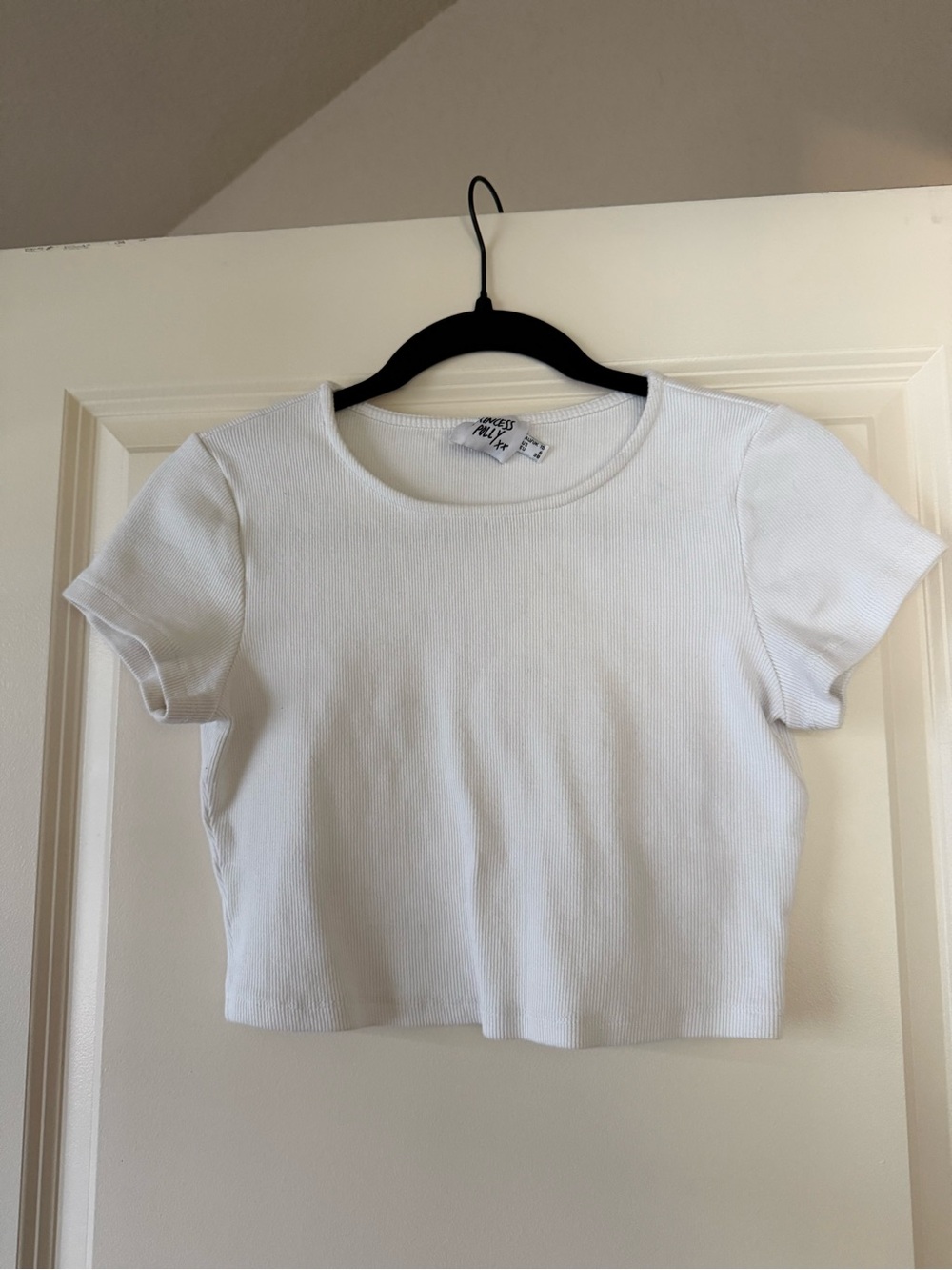 Princess Polly White Ribbed Cropped Tee